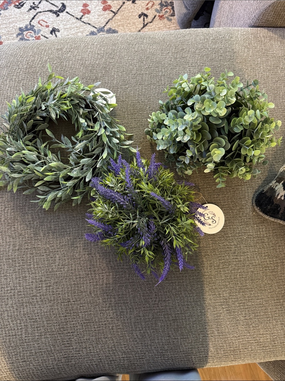 Green and Purple Faux Lavender & Eucalyptus Set by